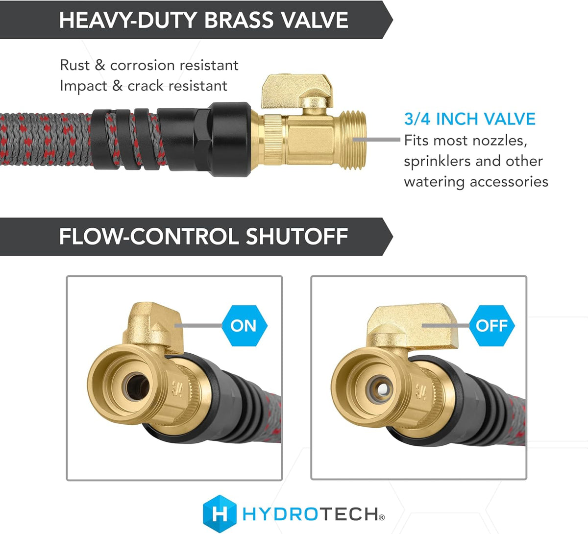HydroTech 5/8" 200 ft Expandable Garden Hose - Flexible, Lightweight, Durable and Burst-Proof Hose