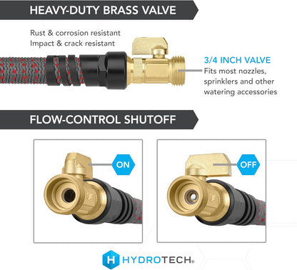 HydroTech 5/8" 200 ft Expandable Garden Hose - Flexible, Lightweight, Durable and Burst-Proof Hose