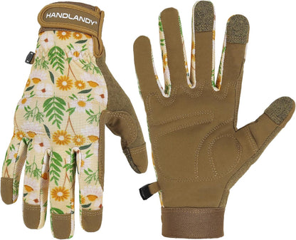HANDLANDY Women Safety Work Gloves Utility Touch Screen Working Grip Glove for Yardwork Gardening