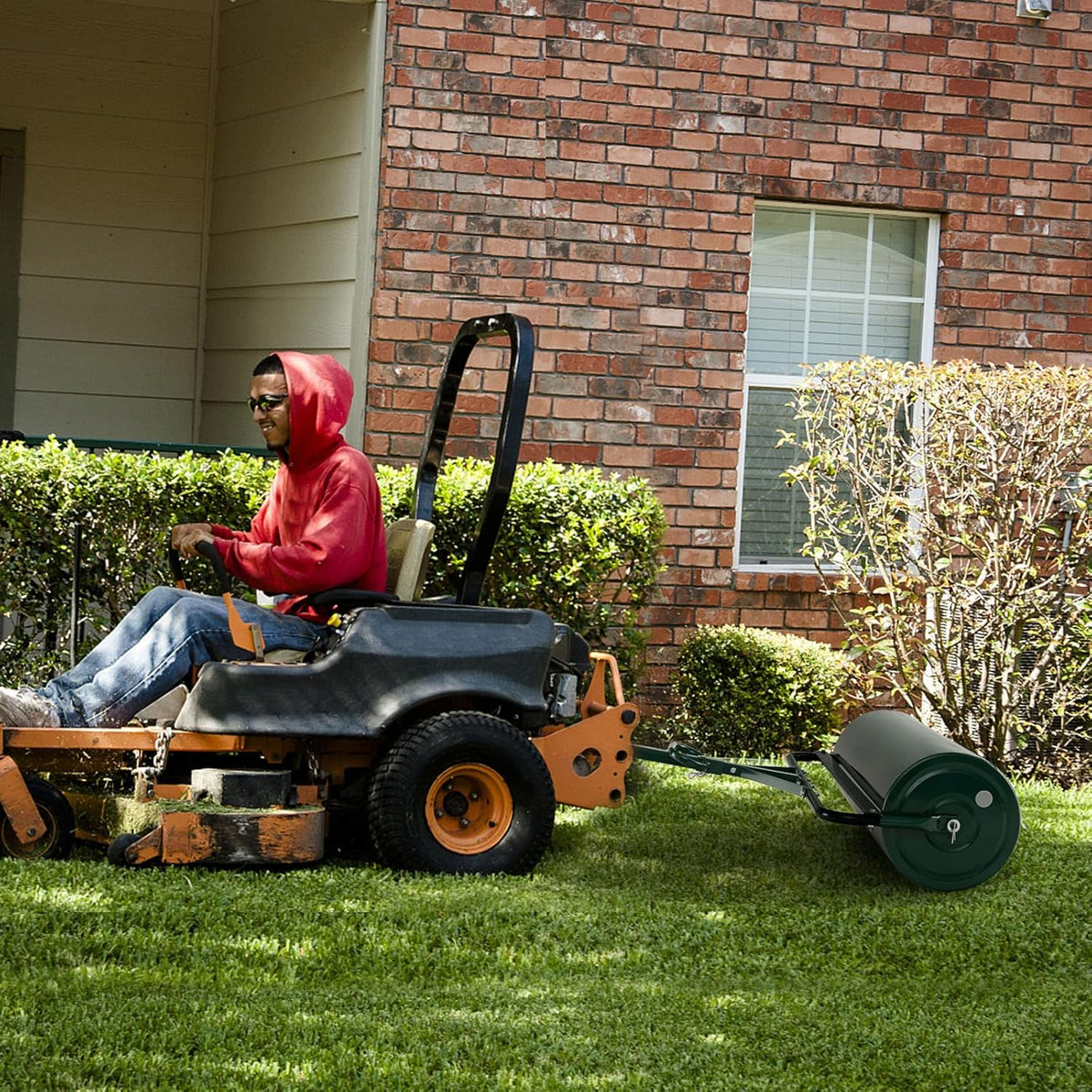 Goplus Push/Tow-Behind Lawn Roller, 17 Gallon/63L Water/Sand-Filled Sod Drum With Detachable