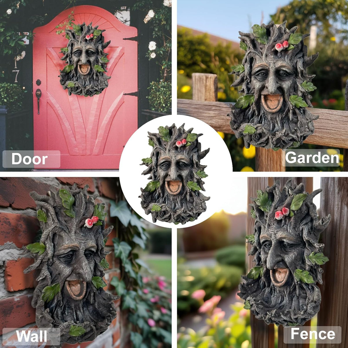 Tree Face Sculpture, Funny Old Man Tree Hugger Statue, Creative Props & Unique Animal Feeder for