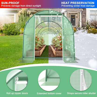 15x7x7 FT Walk-in Greenhouse for Outdoors w/ Watering System,8-Ventilated Screen Window Portable