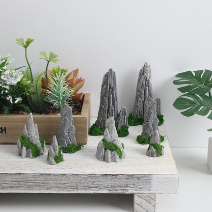 BESPORTBLE 8Pcs Mini Zen Garden Decor - Resin Fake Rock Ornaments for Terrarium, Japanese Bonsai