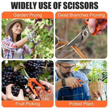 ACHRWFQ 3 Pcs Garden Shears, Stainless Steel Gardening Scissors, Pruning Shears for Gardening