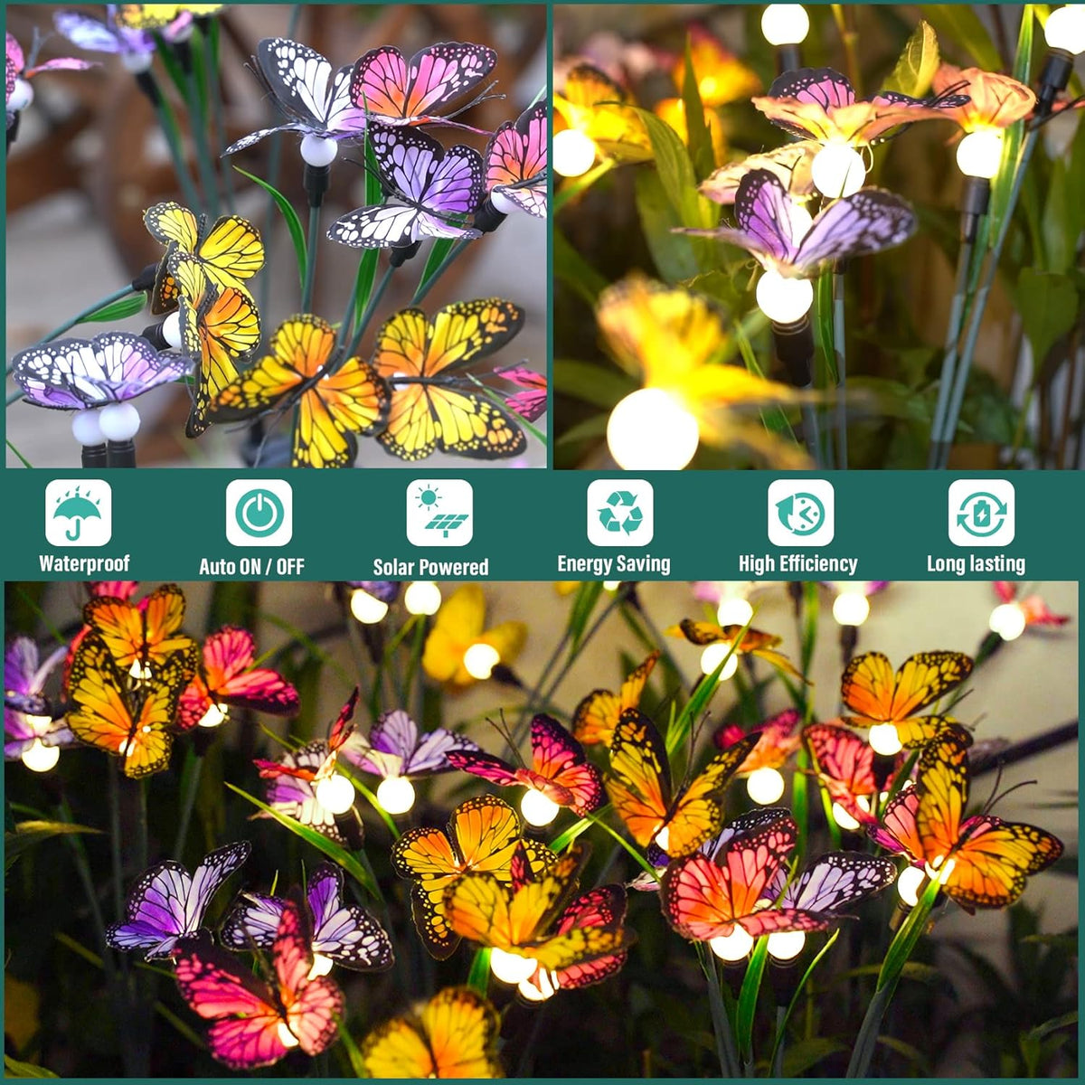 TONULAX Solar Garden Lights - Swaying Butterfly Light, Swaying in The Wind, Solar Outdoor Lights