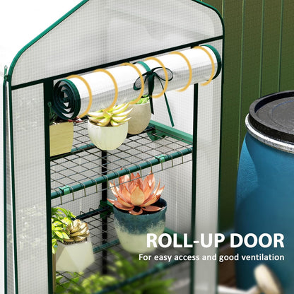 Outsunny 4 Tier Mini Greenhouse with Screen Roof, 27.6" x 19.7" x 62.2", Portable Small Greenhouse