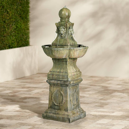 Royal Lion 54" High Large Italian Outdoor Decor Faux Stone Floor Fountain Standing Pedestal Tall