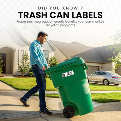 Trash Only Sticker for Trash Can, Garbage Can - 3-5 Year Indoor/Outdoor Rated - Heavy Duty, Weather