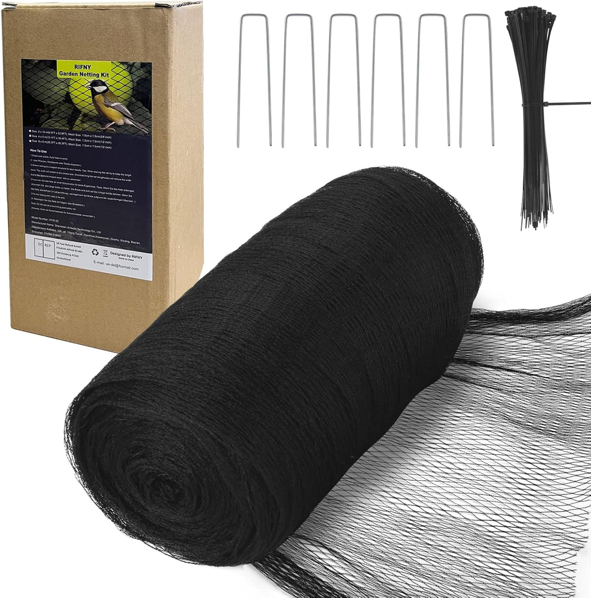 Bird Netting for Garden, 7.5 x 98 FT Heavy Duty Anti Bird Netting Mesh with Ties and Landscape