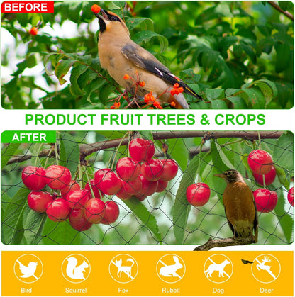 Windyun 2 Pcs Bird Netting 50' x 100' Bird Net Chicken Coop 2.4" Mesh Heavy Duty Deer Fence Aviary