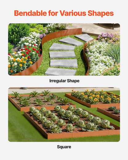 VEVOR Steel Landscape Edging, 6 Packs 40 x 8 in Weather-Resistant & Pre-Rust Metal Landscape