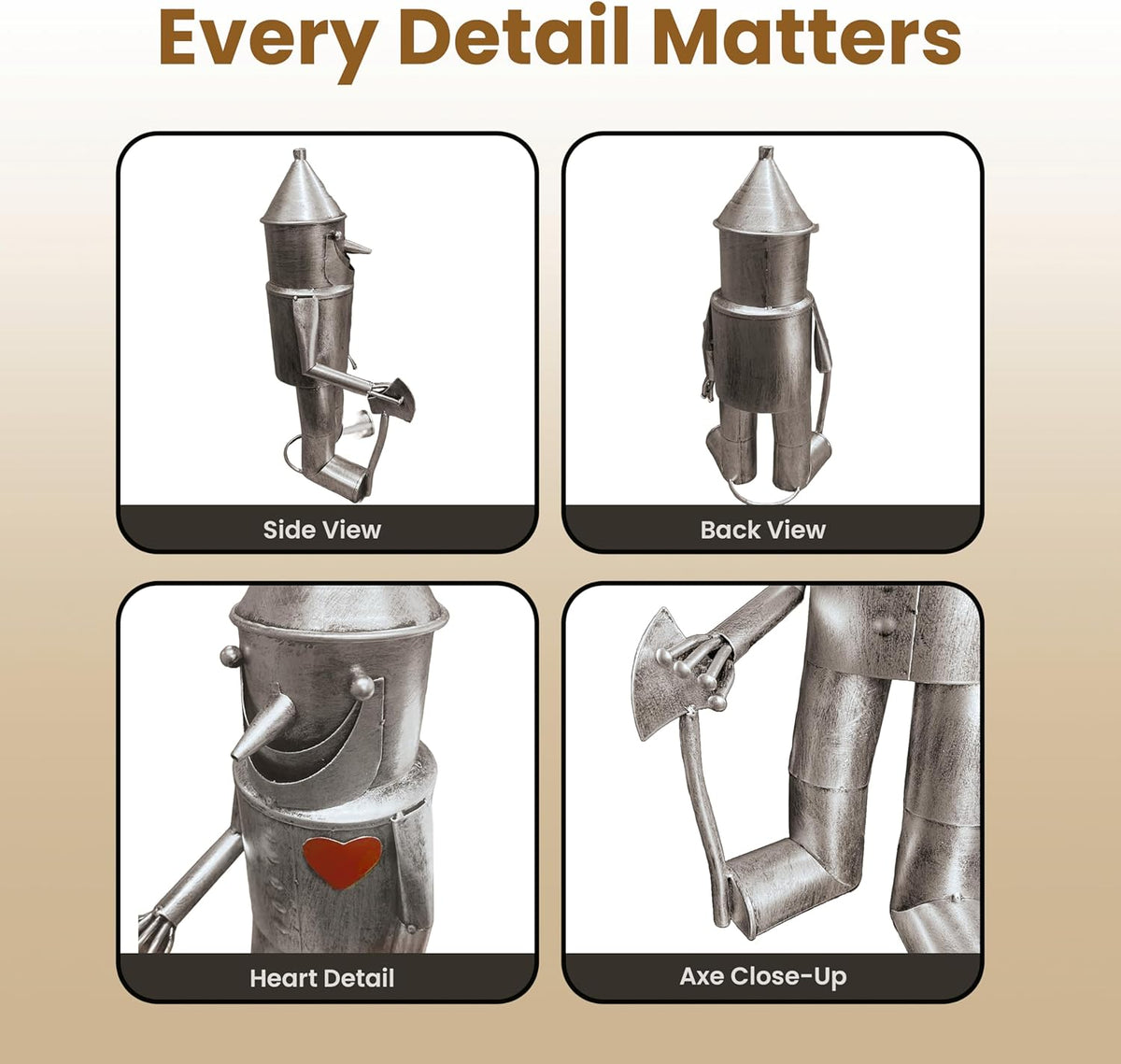 Tin Man Outdoor Statue – Whimsical Metal Yard Decor for Lawn or Patio – Unique Weatherproof