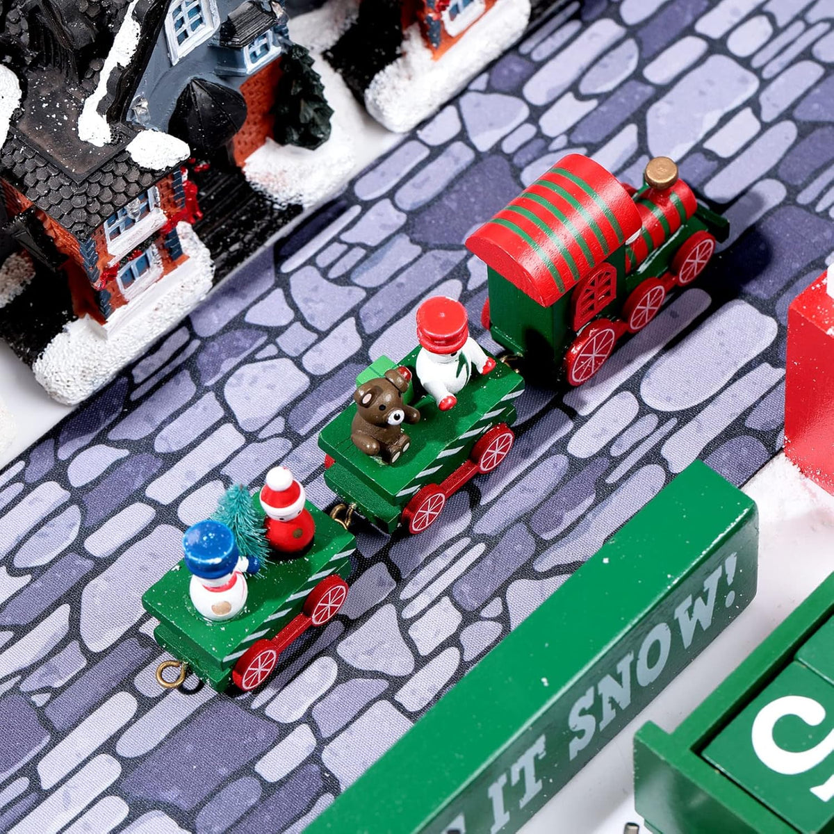 Marspark Christmas Village Accessories 5 x 50 Inch Christmas Miniature Road Village Street Mat Xmas
