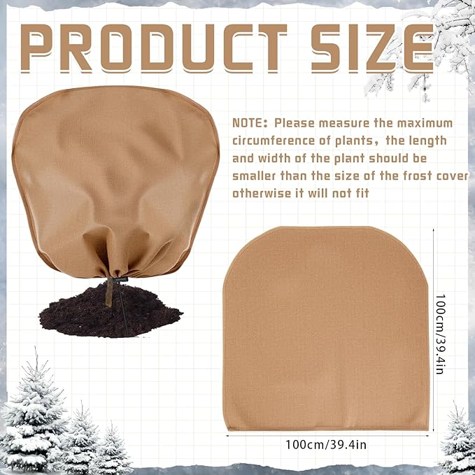 12 Pcs Winter Plant Covers Freeze Protection Reusable Plant Protector Bag with Drawstring Warm