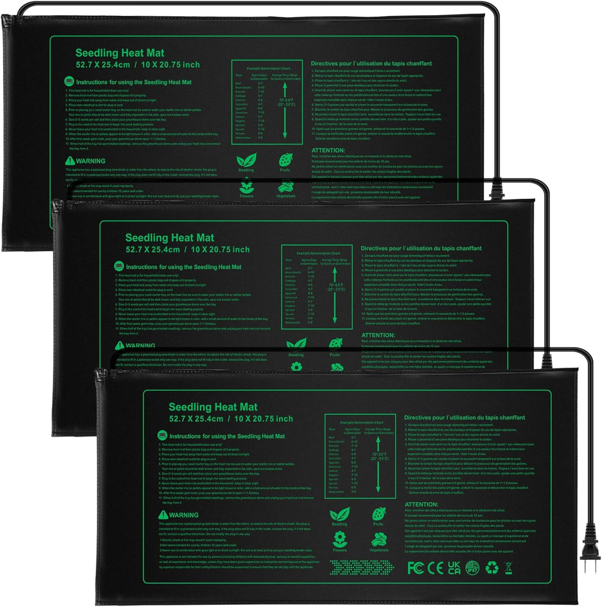 NAMOTEK Seedling Heat Mat, 10" x 20.75" Waterproof Plant Heating Mat, Warm Hydroponic Heating Pad