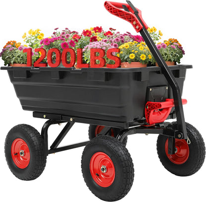1200lbs Garden Dump Cart,Ultym Heavy Duty 7 Cu.Ft Trailer Dump Cart with Hitch,Garden Dump Wagon