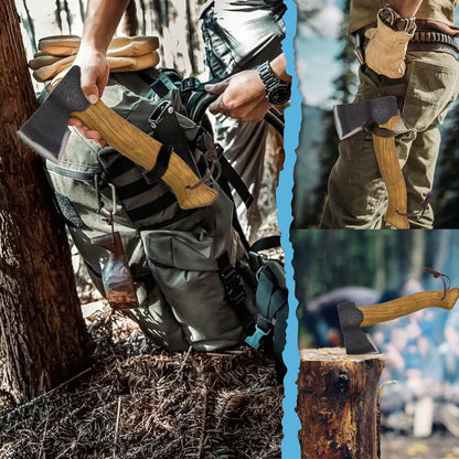 Prandi Segurin Hatchet 88 lb - Hickory Handle 11in with Leather String - Ideal for Camping, Travel