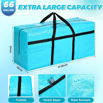 4 Pcs 66 Gallon Large Moving Bags with Zipper and Handles Foldable Storage Duffle Bags Heavy Duty