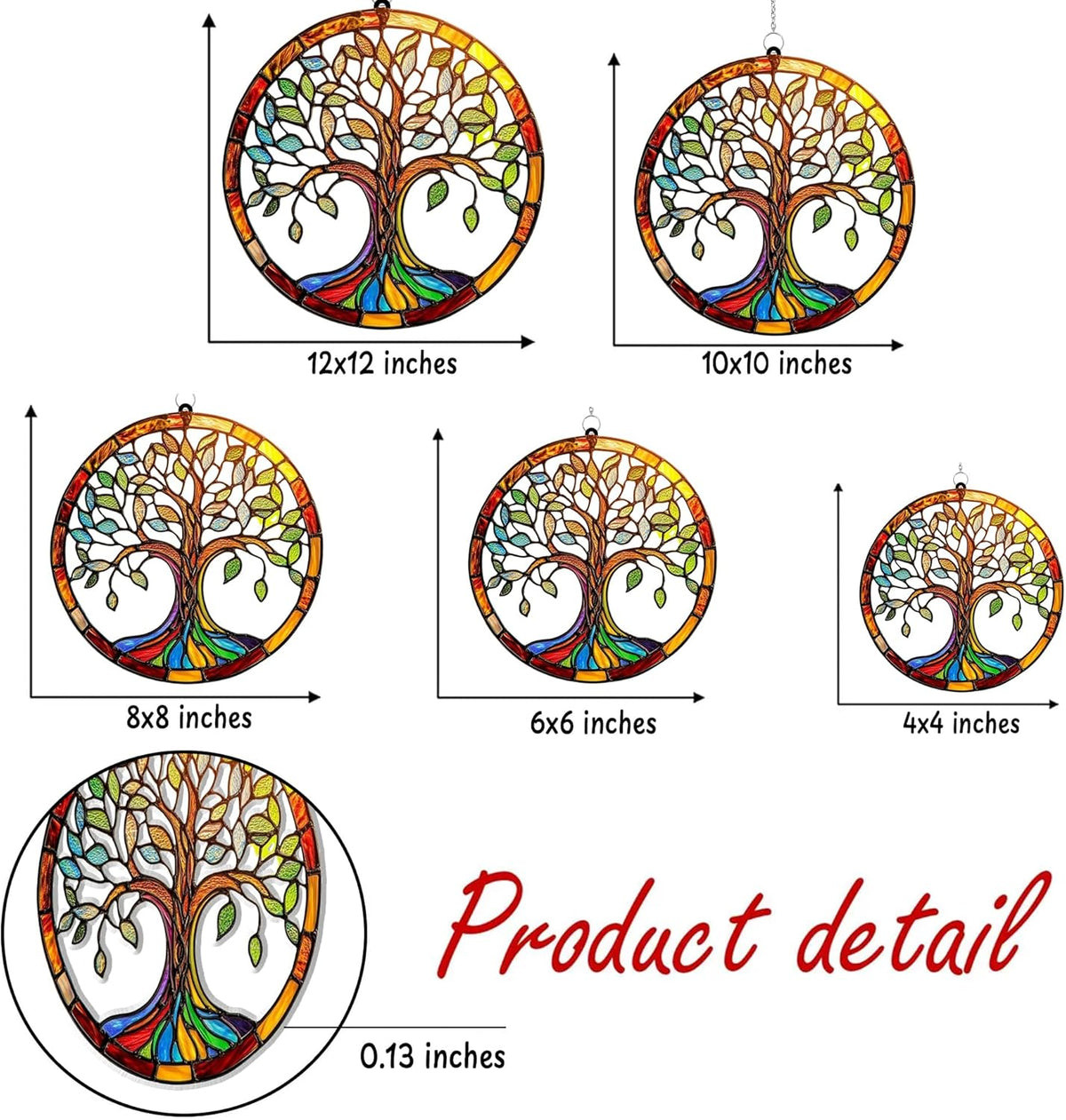 Tree of Life Boho Acrylic Suncatcher Stained Glass Effect Window Car Hanging Christmas Ornament