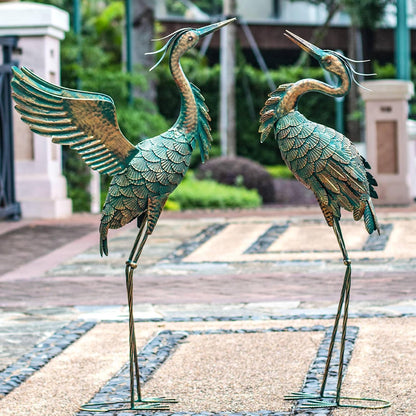 Natelf Metal Crane Garden Statues, Large Heron Outdoor Bird Sculpture Decor for Patio Pond Yard