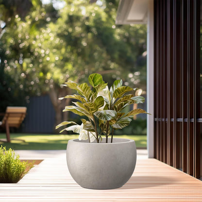 Kante 15.7" Dia Round Concrete Planter, Outdoor/Indoor Large Bowl Plant Pots with Drainage Hole and