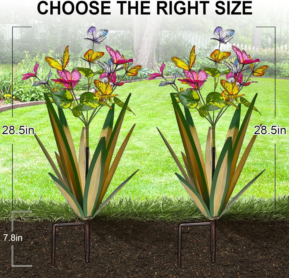 TOMBABY Garden Outdoor Butterfly Enlarge Thickened Wind Resistant Metal Agave Garden Art Metal