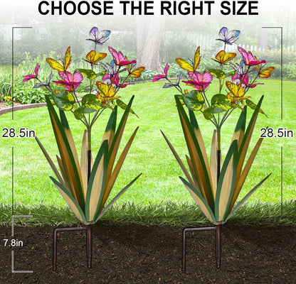 TOMBABY Garden Outdoor Butterfly Enlarge Thickened Wind Resistant Metal Agave Garden Art Metal