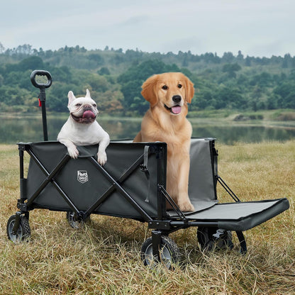 Timber Ridge 49" Extra Long Collapsible Folding Wagon with Tailgate and Brakes, 300lbs Heavy Duty