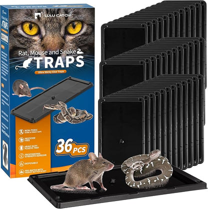 LULUCATCH Sticky Mouse Trap, 36 Pack Large Glue Traps, Pre-Baited Heavy Duty Non-Toxic Bulk Glue