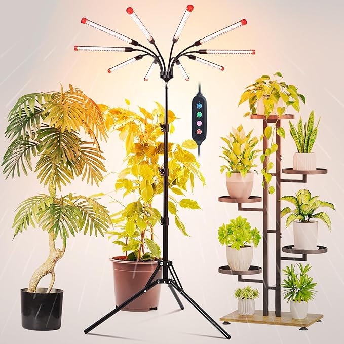 10Head Grow Lights for Indoor Plants, Seed Starting, Vegetables, Bonsai with Tripod Stand and Auto
