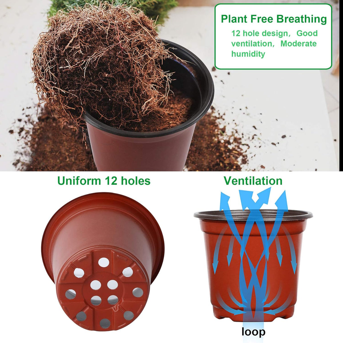 Augshy 110 Pcs 6" Plastic Plants Nursery Pot, Seed Starting Pots for Succulent Seedling Cutting