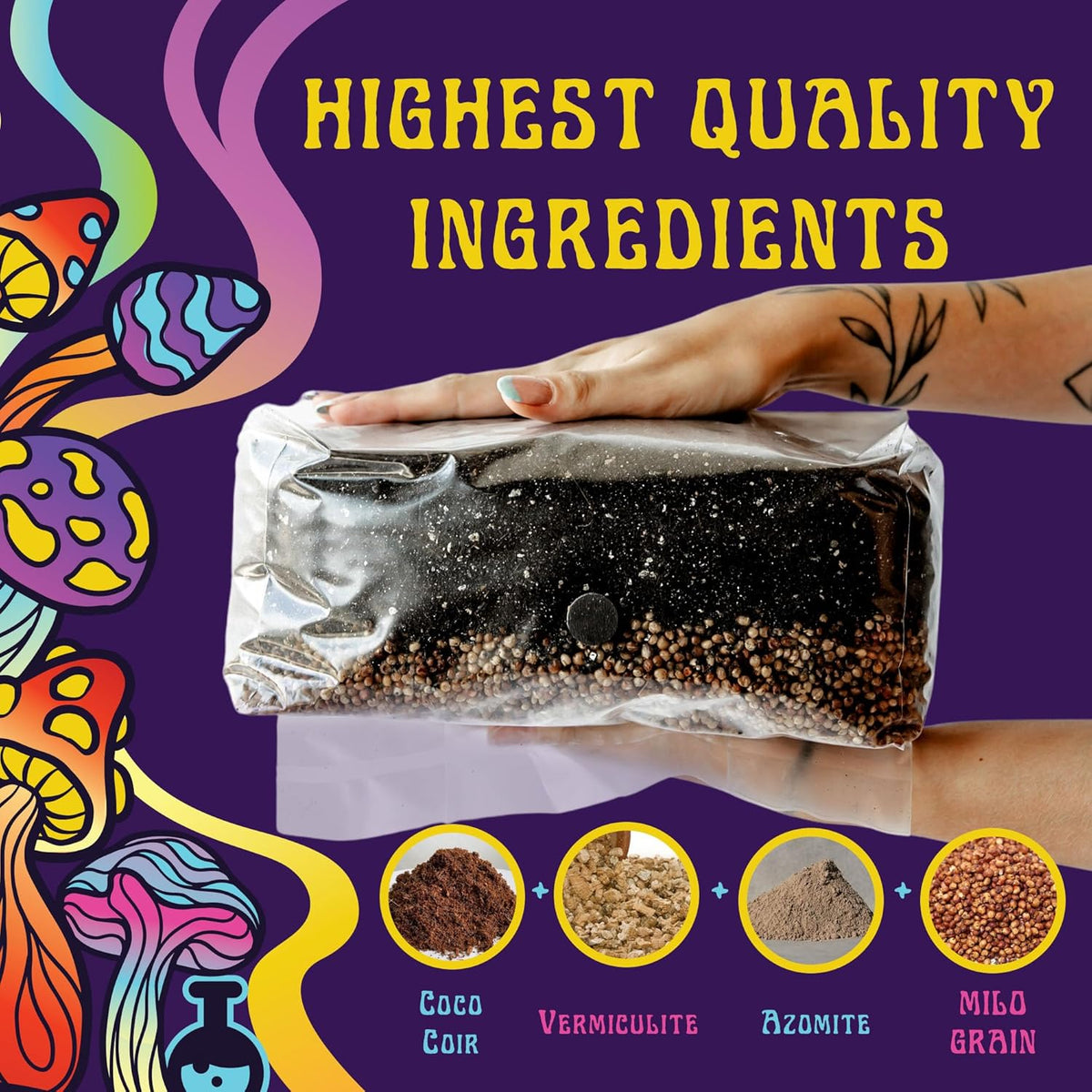 6 LB All-in-One Mushroom Grow Bag: Up to 48oz of Mushrooms! Nutrient-Enhanced, Injection Port, Just