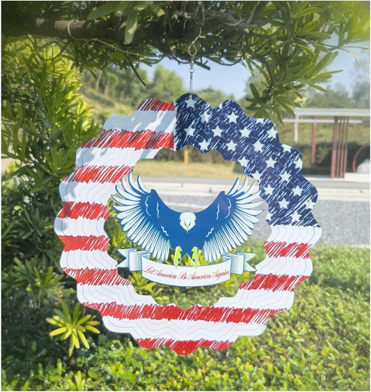 Eagle Wind Spinners for Yard and Garden American Flag Kinetic Wind Spinner Fourth of July