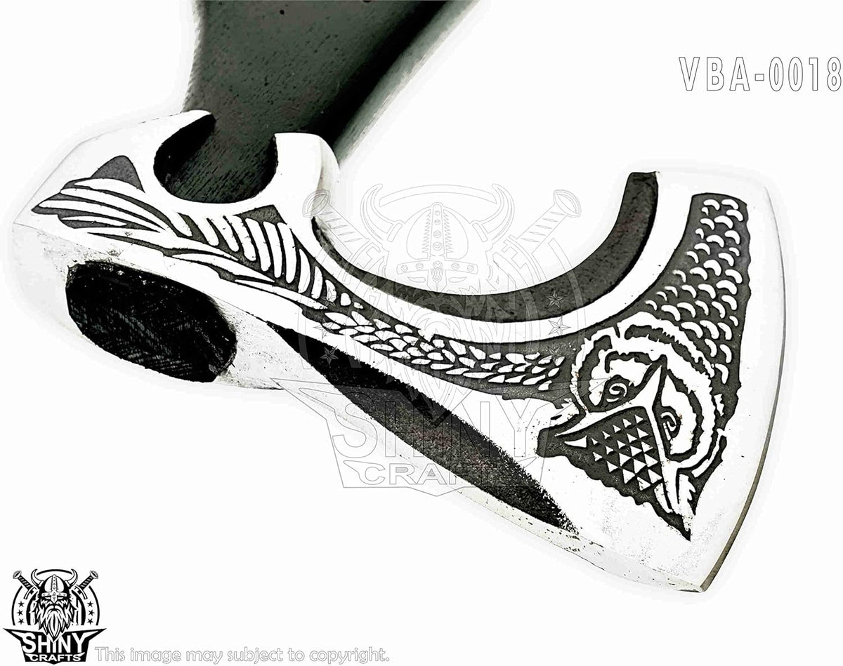 SHINY CRAFTS-Axes Handmade Viking Axe Hatchet Norse Battle Axe-with Carbon Steel Head and Black