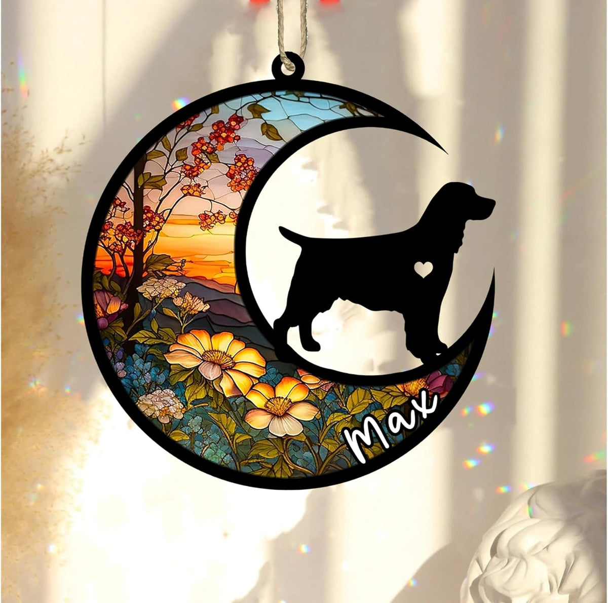 Personalized Dog Memorial, Custom Name English Springer Spaniel Dog Christmas Ornament with Name