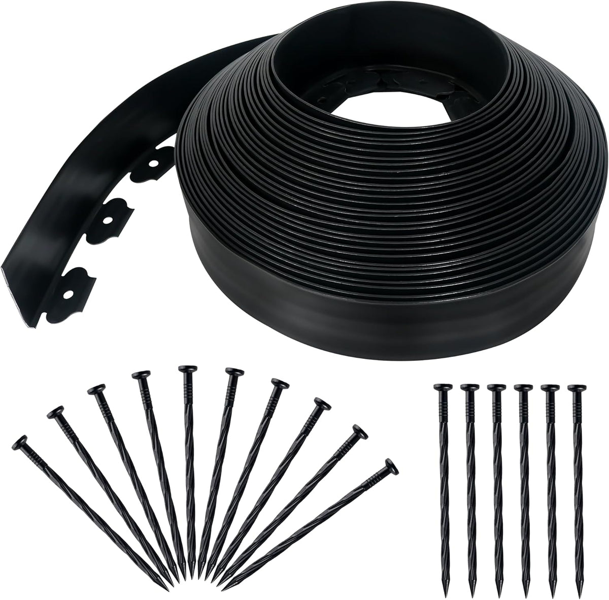 3.15" x 100' No Dig Landscape Edging, Flexible Garden Edging Borders with 90 Anchoring Spikes