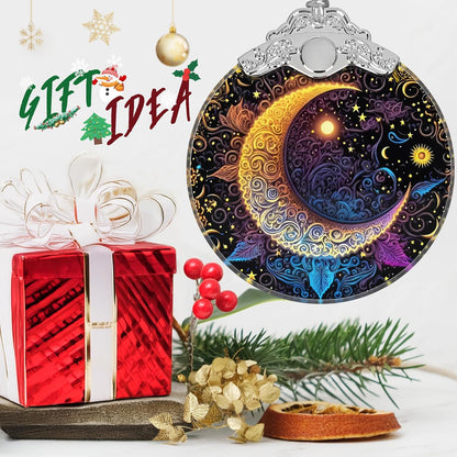 Stained Glass Ornaments - Sun and Moon Christmas Ornaments - Christmas Decorations for Tree