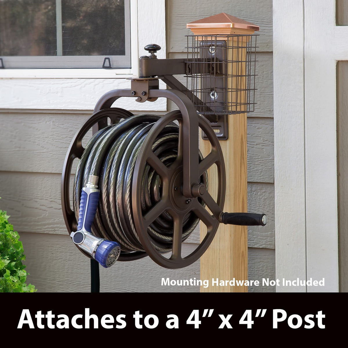 Liberty GARDEN 712 Single Arm Navigator Multi-Directional Garden Hose Reel, Holds 125-Feet of