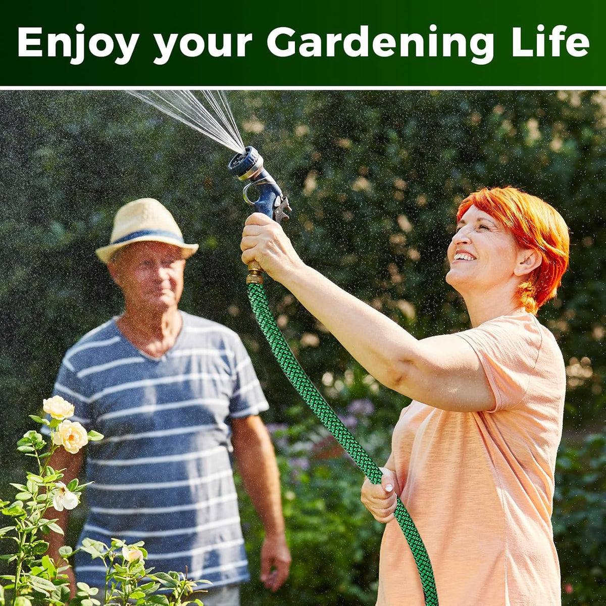 Upgraded Garden Hose 75ft, Non-Expandable Hose, Heavy Duty Kink-Resistant Flexible Water Hose with