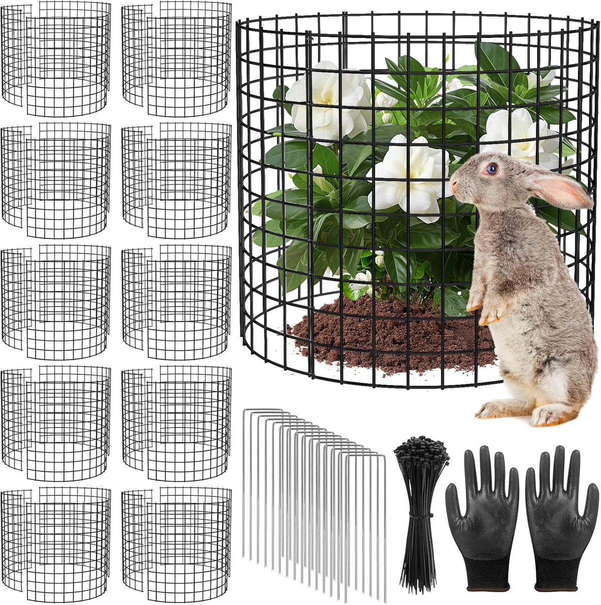 10 Pack Plant Protector from Animals, 13x12 inch Wire Plant Cages Mesh Plant Cage Garden Plant