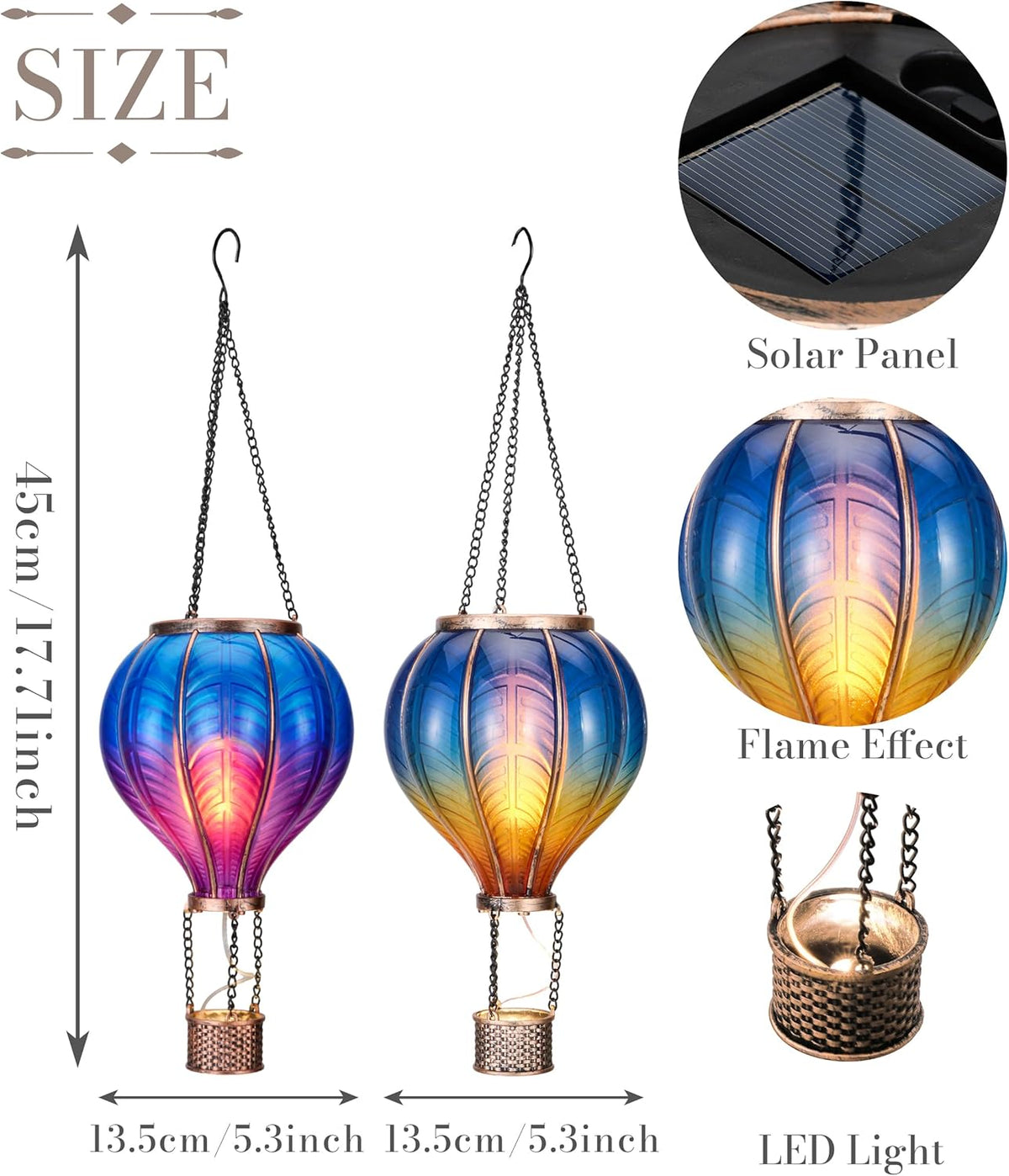 TERESA'S COLLECTIONS 2 Pack Hanging Solar Lantern Outdoor Garden Decor for Valentine,Waterproof