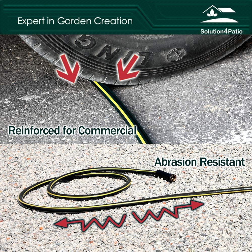 Solution4Patio Lead-in Black Garden Hose 5/8 in. x 25 ft. -Kink Free, No Leaking, Male/Female