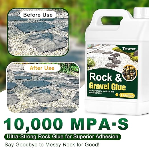 Teexpert 1 Gallon Rock Glue for Landscaping – Strong Pea Gravel Binder & Stone Adhesive for