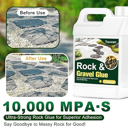Teexpert 1 Gallon Rock Glue for Landscaping – Strong Pea Gravel Binder & Stone Adhesive for