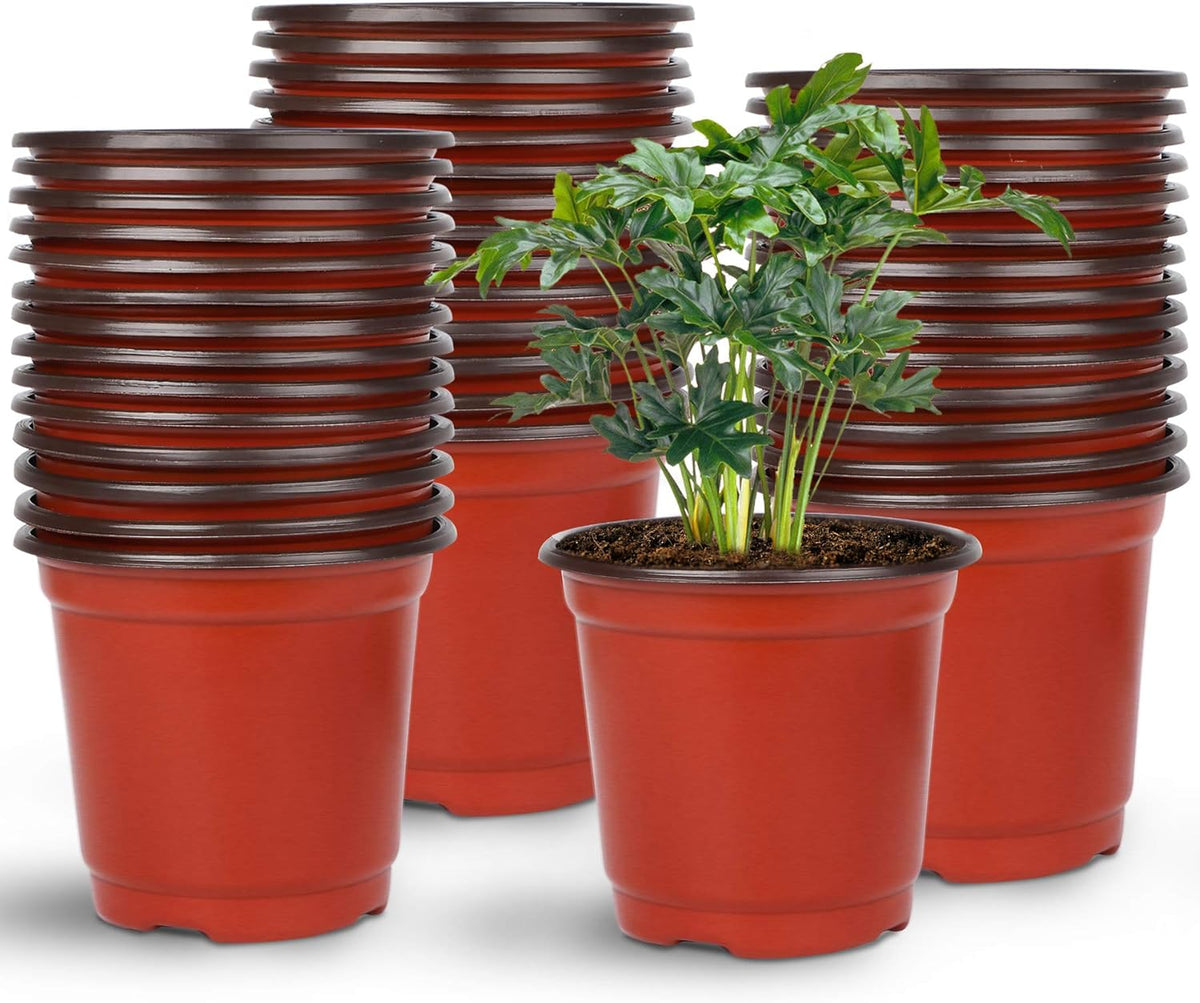 Augshy Nursery Pot, 75 Pcs 4" Plastic Nursery Seed Starting Pots Flower Plant Container for