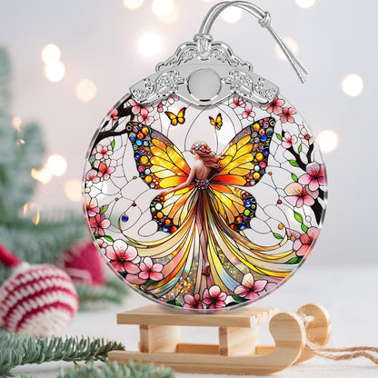 Stained Glass Suncatcher Ornament - Fairy Christmas Decorations - Christmas Ornaments for Tree