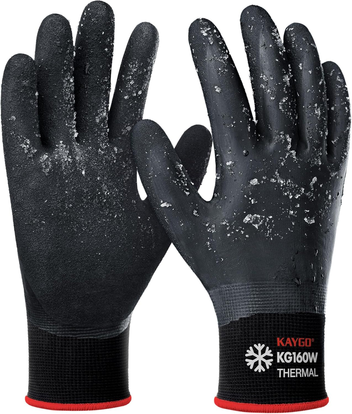 KAYGO Winter Waterproof Work Gloves for Men and Women, 3 Pairs Thermal Insulated Freezer Rubber