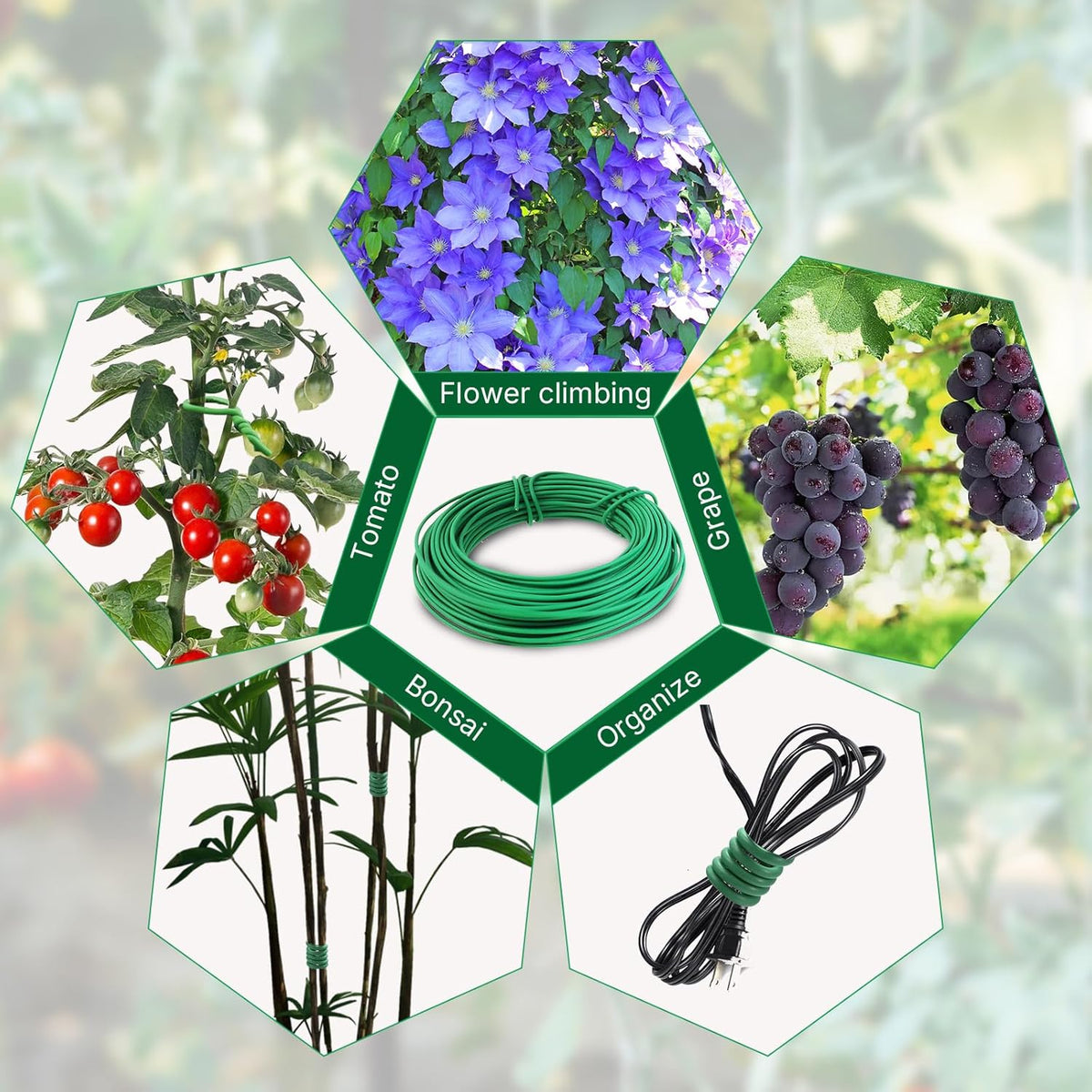 100 Feet Green Soft Plant Tie - 2.5mm Flexible Twist Garden Wire for Climbing Plants, Tomatoes