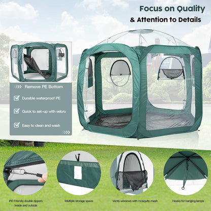 Porayhut Pop up Greenhouse Tent,Portable Large Walk-in Plant House 10’X10’ ,Indoor Outdoor