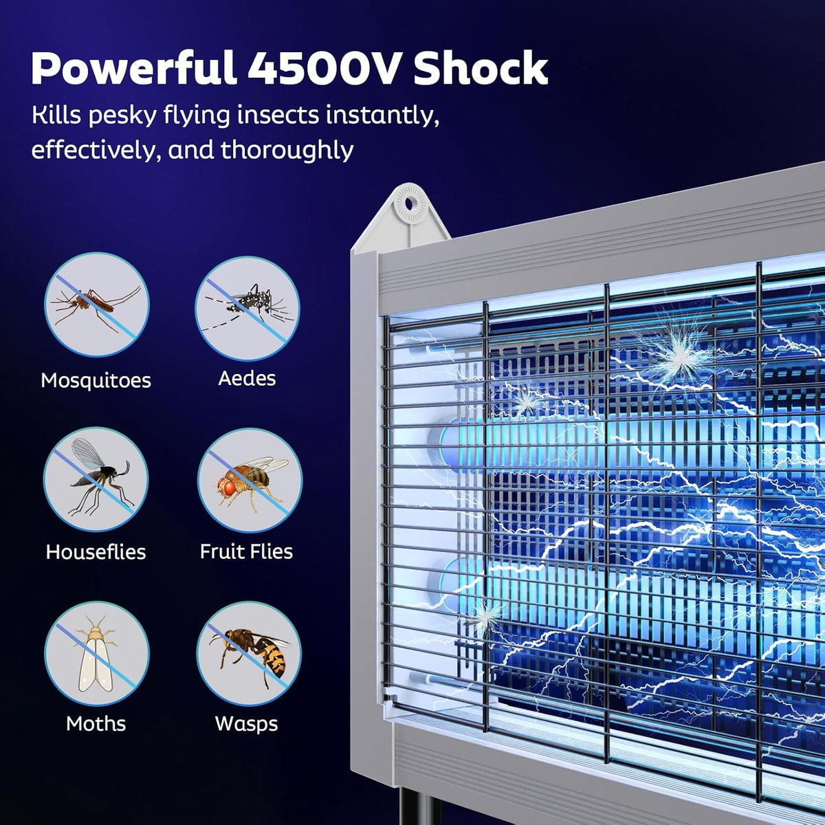 Solar Bug Zapper Outdoor, Mosquito Zapper Waterproof Electric Fly Zapper Rechargeable Mosquito